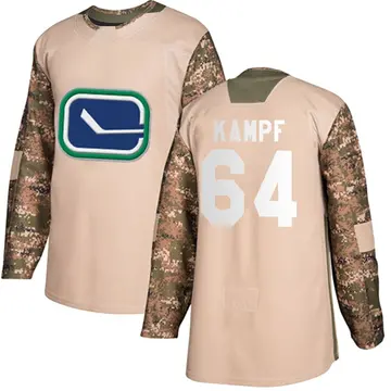 Youth David Kampf Vancouver Canucks ＃64 Authentic Camo Veterans Day Practice Jersey